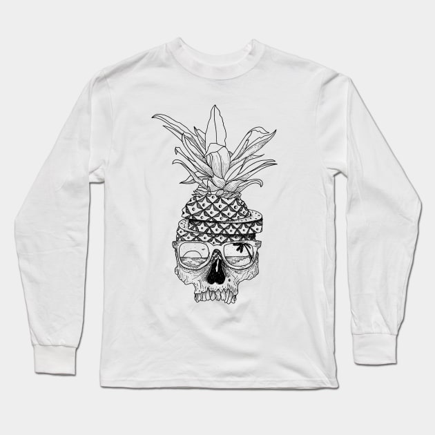 pineapple skull Long Sleeve T-Shirt by kiryadi